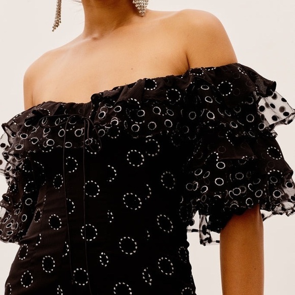 For Love & Lemons Black Ruffle ADELLA PARTY DRESS Size Small - Picture 4 of 8